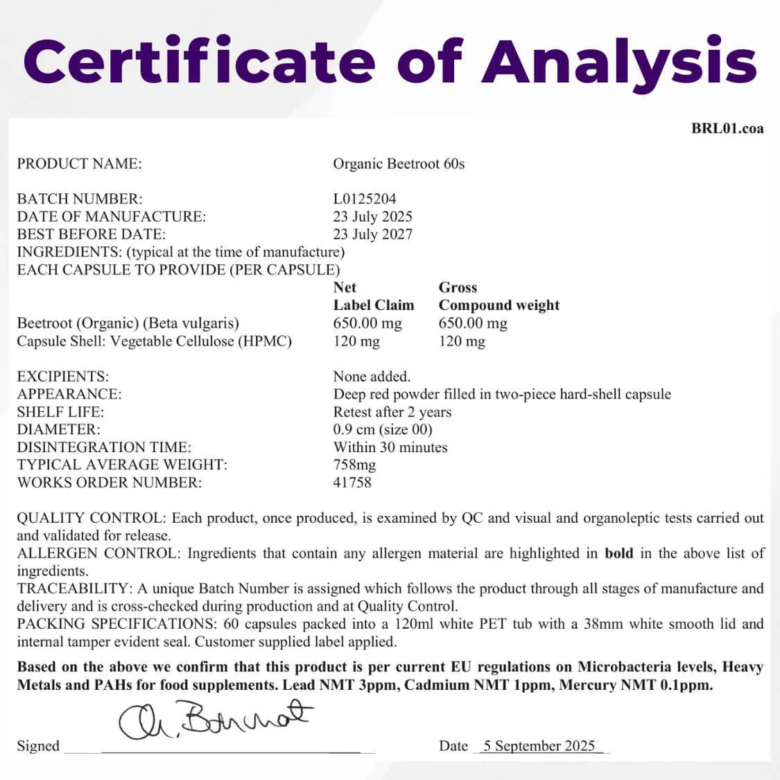 Biorali Organic Beetroot Capsules - Biorali